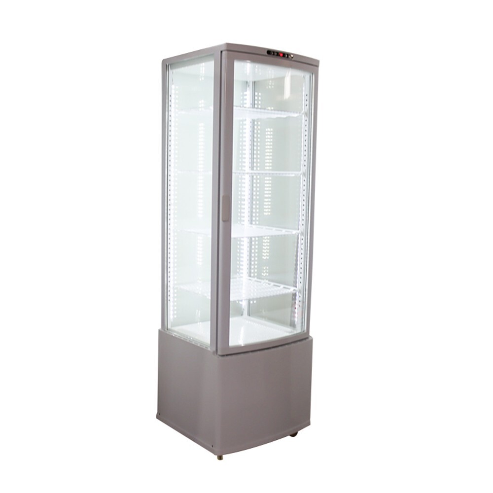 110V 5 Layers Refrigerated Cake Display Vertical LED Lighting Lockable Wheels