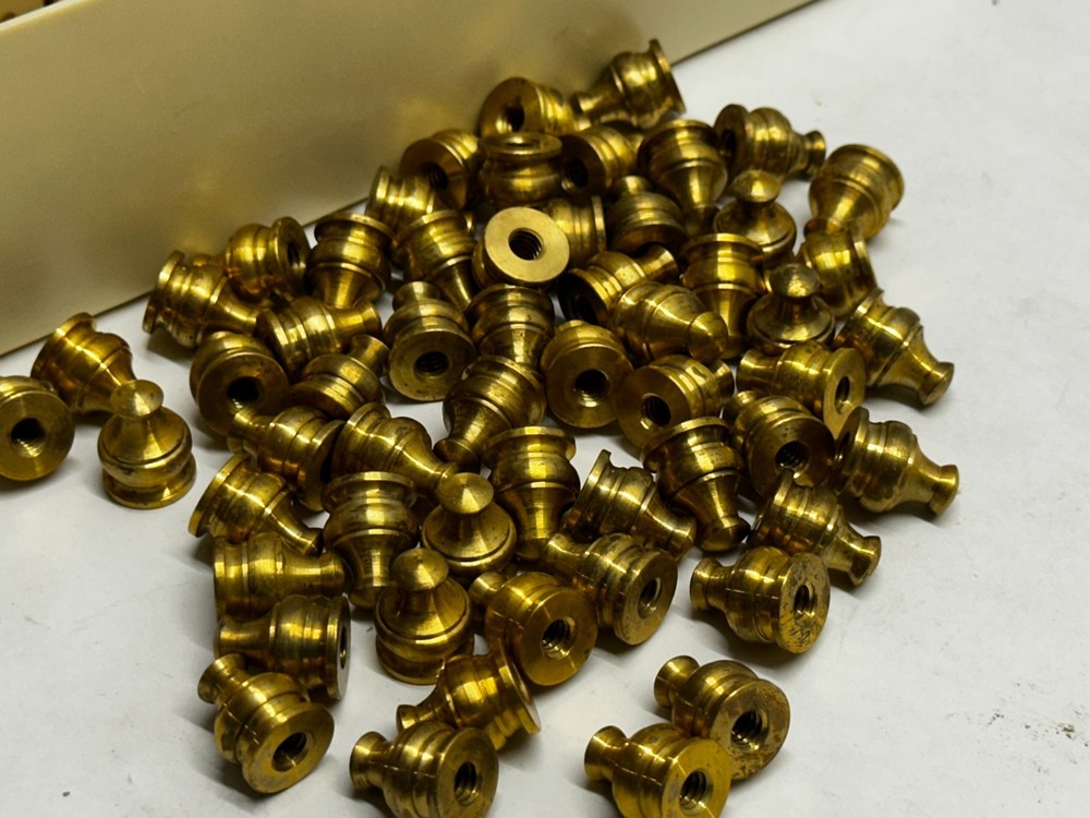 100pc BULK 11/16" Height 1/4-27F Thread Solid Brass Pyramid Lamp Finial Cap Nut