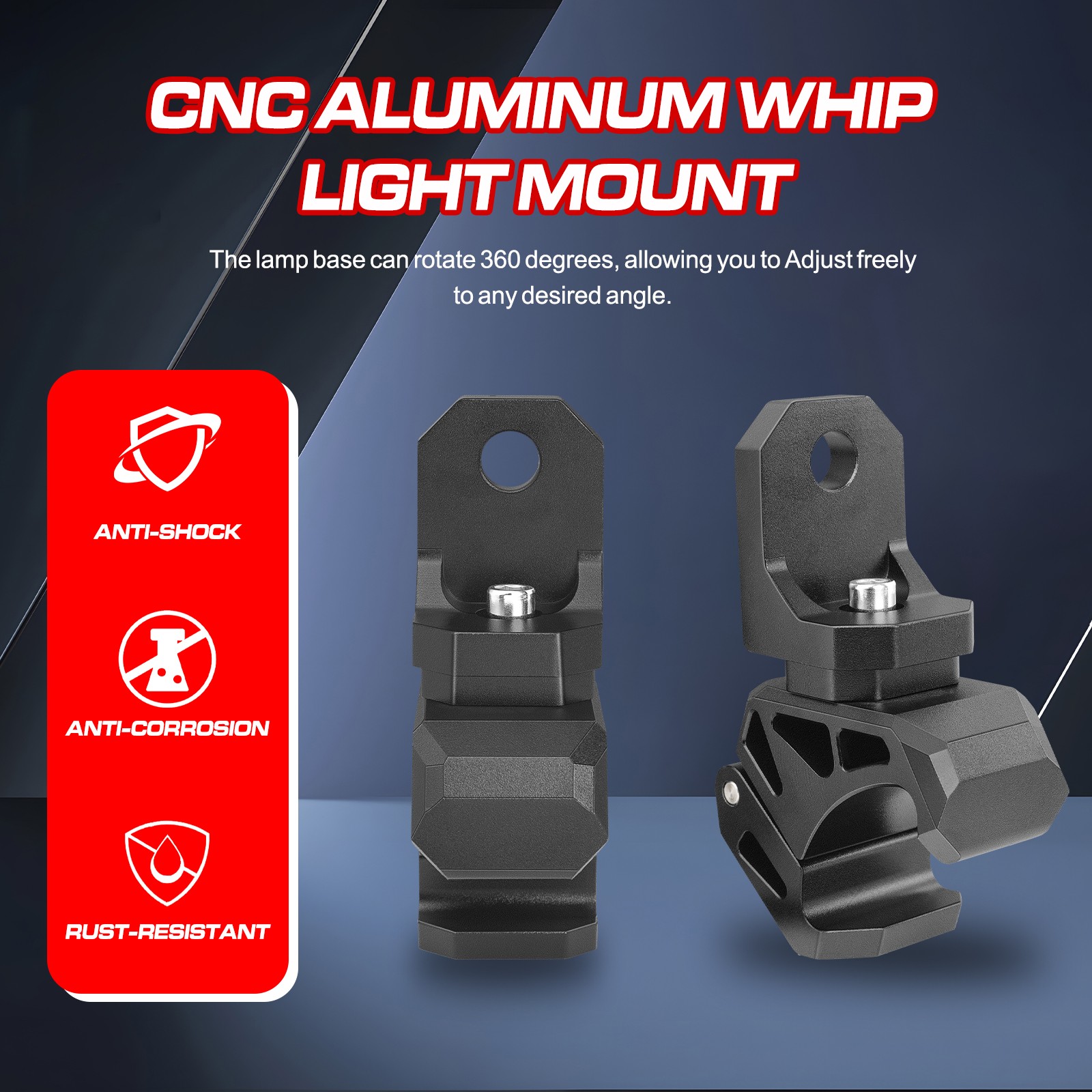 2 UTV LED Whip Light Mount Clamp Pro-fit Cage For Polaris Ranger General CF-MOTO