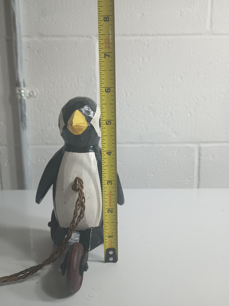Wooden Pull Toy Penguin 6" Tall