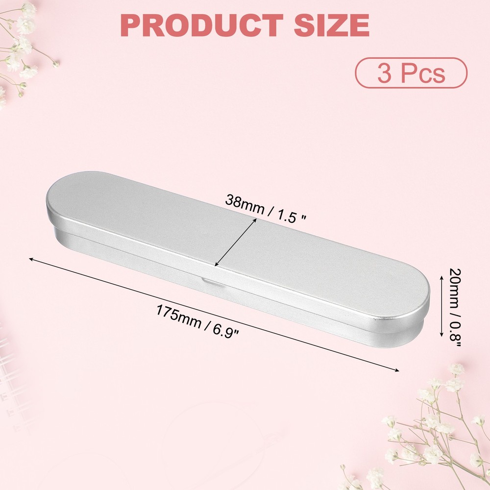 2Pcs Metal Rectangular Tinplate Tin Box with Lids, Silver