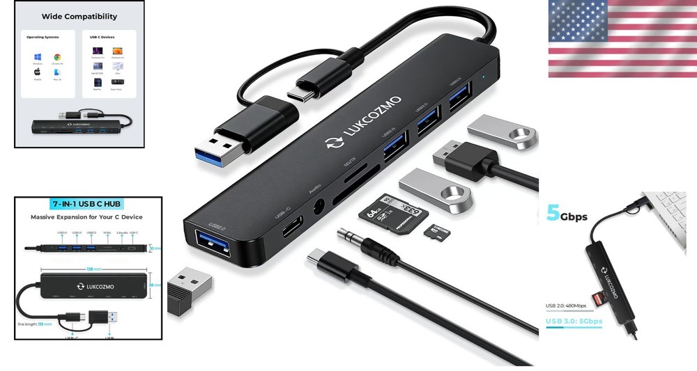 Multi-Functional USB C Dock: HDMI, SD Reader, Gigabit Ethernet & 100W PD Support