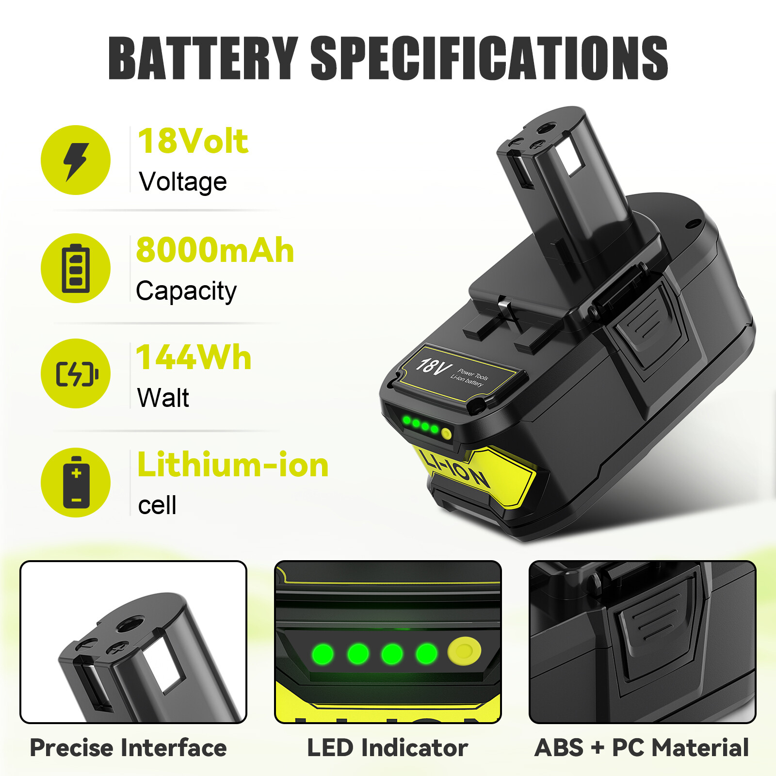 2PACK For RYOBI 18V 8.0Ah P108 High Capacity Battery 18Volt Lithium-Ion One Plus