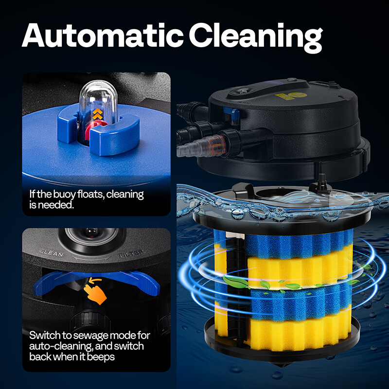 2110GPH Auto-Cleaning Pressurized Bio Pond Filter & 13W Light Timer for Koi Pond