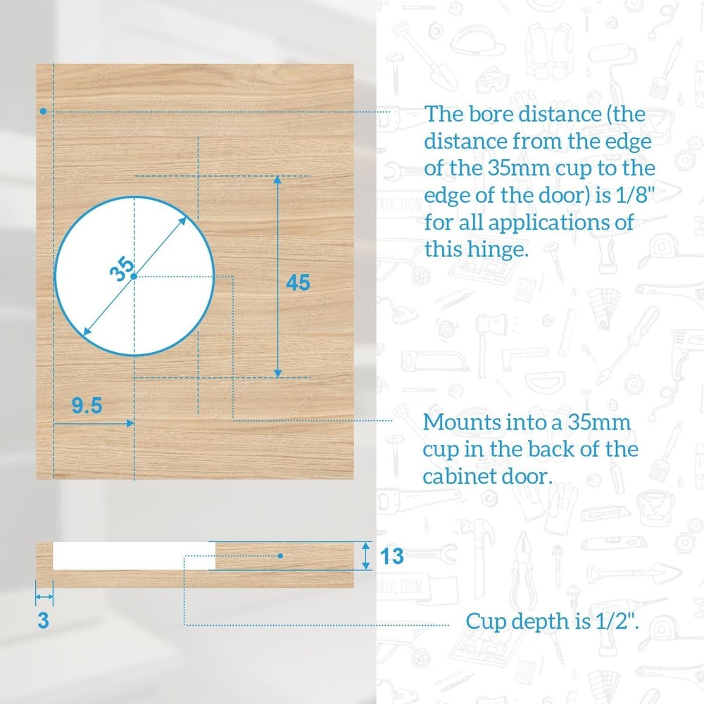 Replacement Cabinet Hinges, 110 Degrees Screw on Compact, 8 Pack