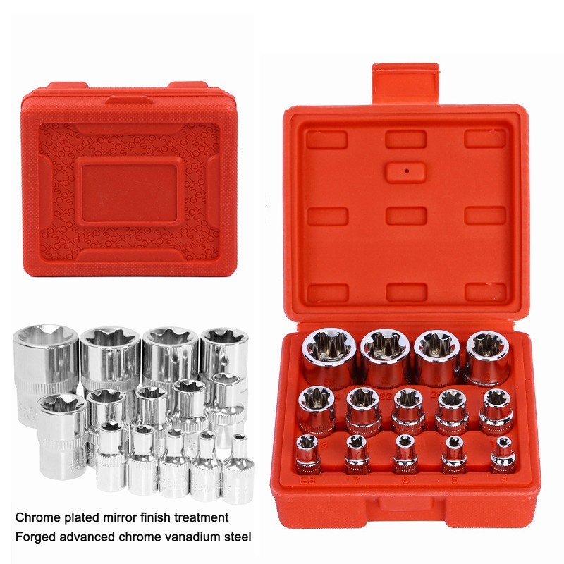 14PC E-TORX Socket Set Female Torx Socket Set Ultimate Torque Star Socket E4-E24