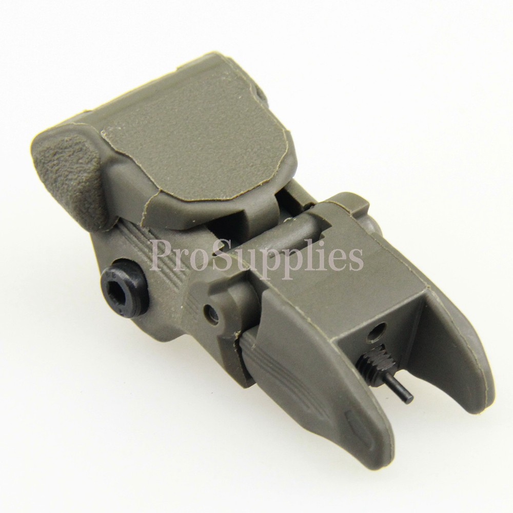 OD Green Polymer Flip Up Folding Auto Deploy Front & Rear BUIS Back Up Sight Set