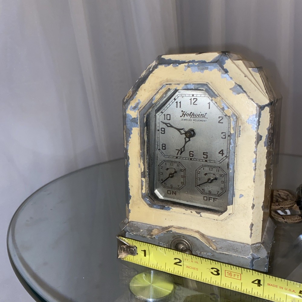Antique 1920 HOTPOINT JEWELED AUTOMATIC RANGE TIMER WIND UP LUX CLOCK Read