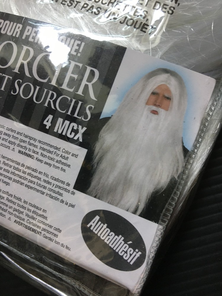 Sorcerer Set Includes: Wig, Beard, & Eyebrows Set (4 Pcs) - White, Self-Adhesive