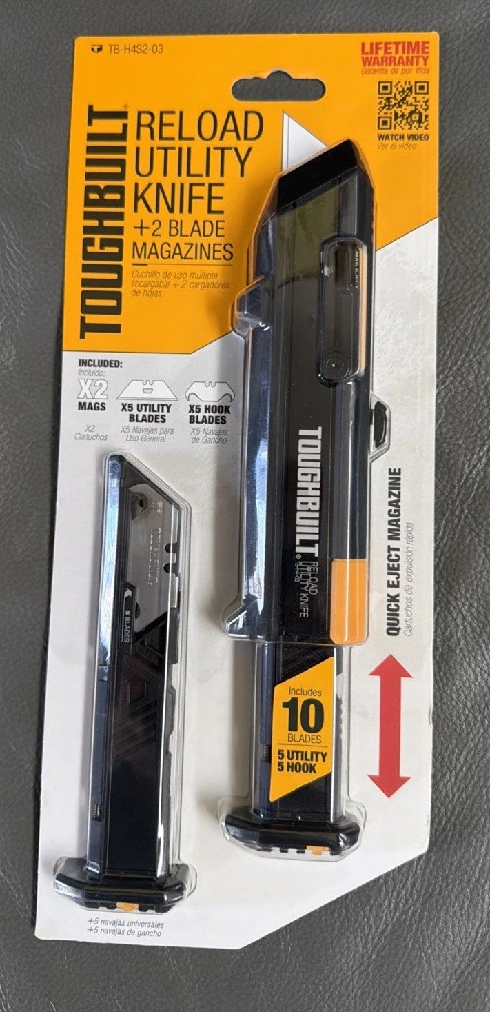 ToughBuilt 6.5 in. Retractable Reloading Utility Knife Black 1 pc TB-H4S2-03 New