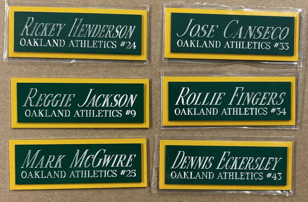 RICKEY HENDERSON A's NAMEPLATE FOR AUTOGRAPHED Signed Baseball Display CUBE CASE