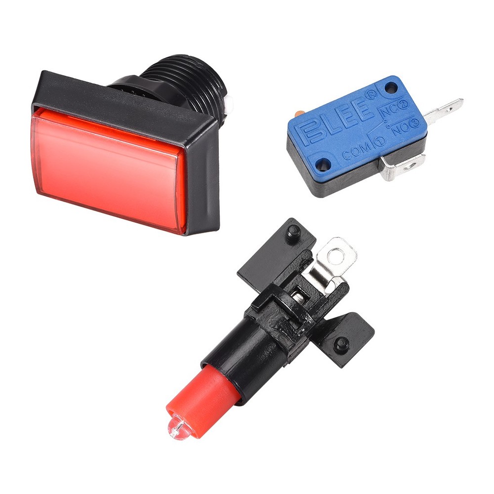 Game Push Button 49x33 Rectangle 12V LED Illuminated Push Button Switch Red 1pcs