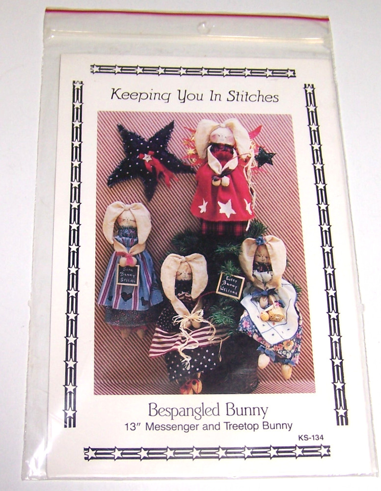 BESPANGLED 13" BUNNY Messenger & Treetop Stuffed Rabbit Sewing Pattern