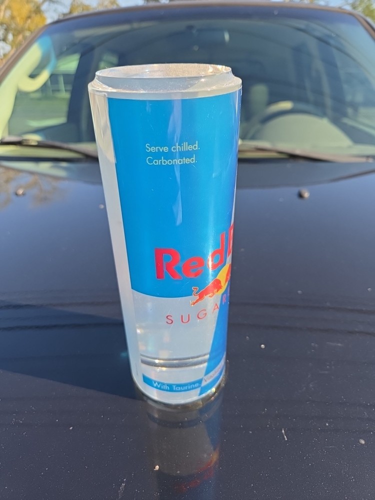 Red Bull Solid Acrylic Lucite Can Display Missing Base
