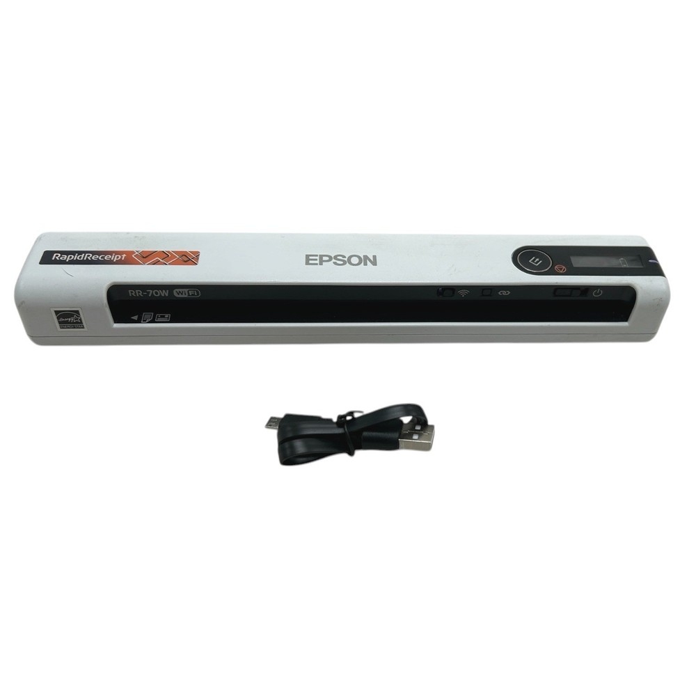 Epson RapidReceipt RR-70W Wireless Portable Document Scanner White TESTED WORKS