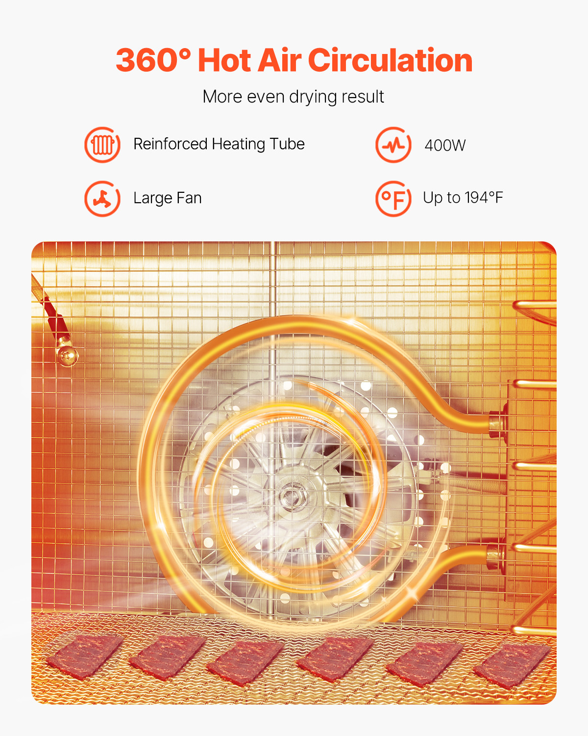 VEVOR 8 Trays Food Dehydrator Machine Stainless Steel 400W Jerky Fruit Drying