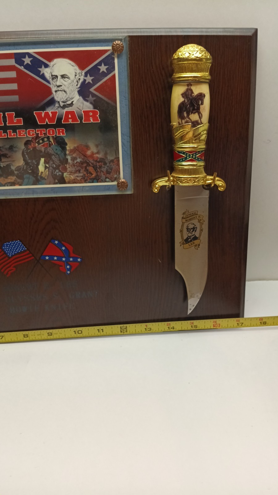 Bowie Knives Robert E Lee And Ulysses S Grant Civil War Wooden Plaque 17" x 12 "