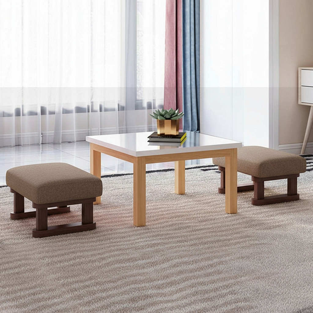 Brown Solid Wooden Footstool Living Room & Bedroom Ottoman Stool US STOCK