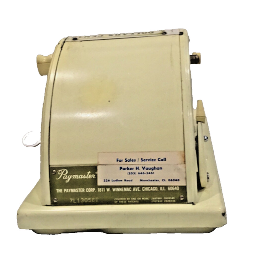 Paymaster check writing machine. Vintage. Cover