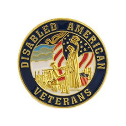 Disabled American Veterans U.S. Military Hero Genuine Hat Pin 7/8" Round