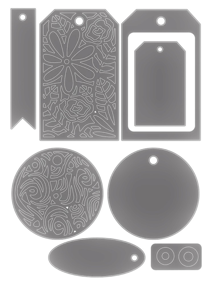 Sizzix Thinlits Intricate Tags 8pc set #665396 Retail $22.99 by Lisa Jones