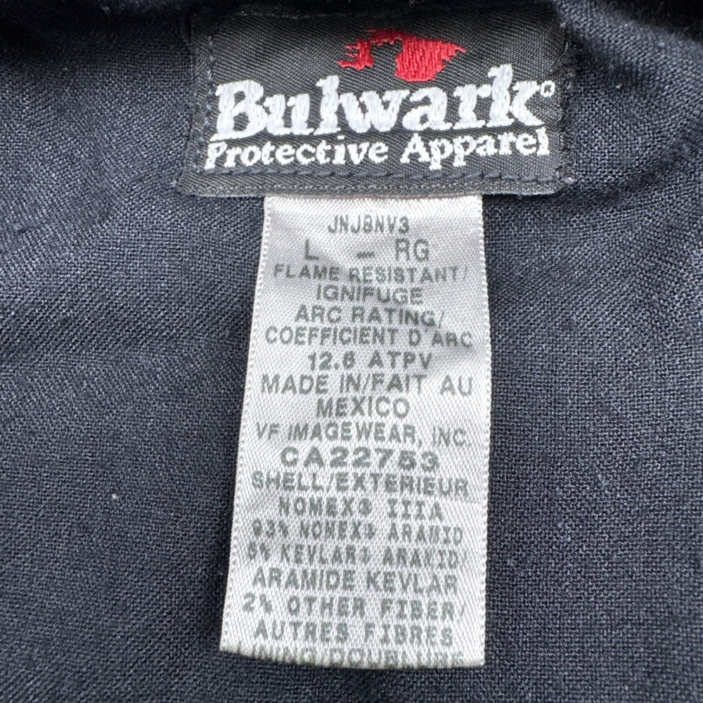 Size LARGE Men’s Bulwark FR Jacket Fire Flame Resistant Work Jacket Navy Blue