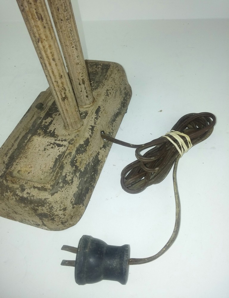 Desk Lamp Vintage Metal Rustic Painted Restoration Project Rectangular Bar