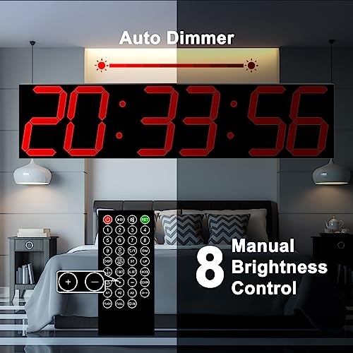 Digital Wall Clock, Oversize Led Digital Clock Large Display with Auto Red