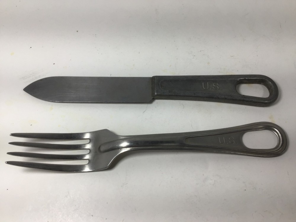 US MESS KIT UTENSIL KNIFE & FORK SET