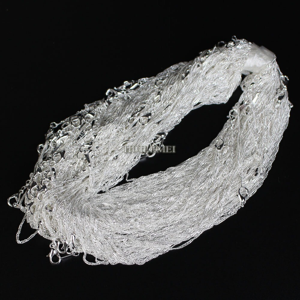 10pcs/lot 2mm 925 Silver Plated Water Wave Chain Necklaces 16" 18" 20" 24"