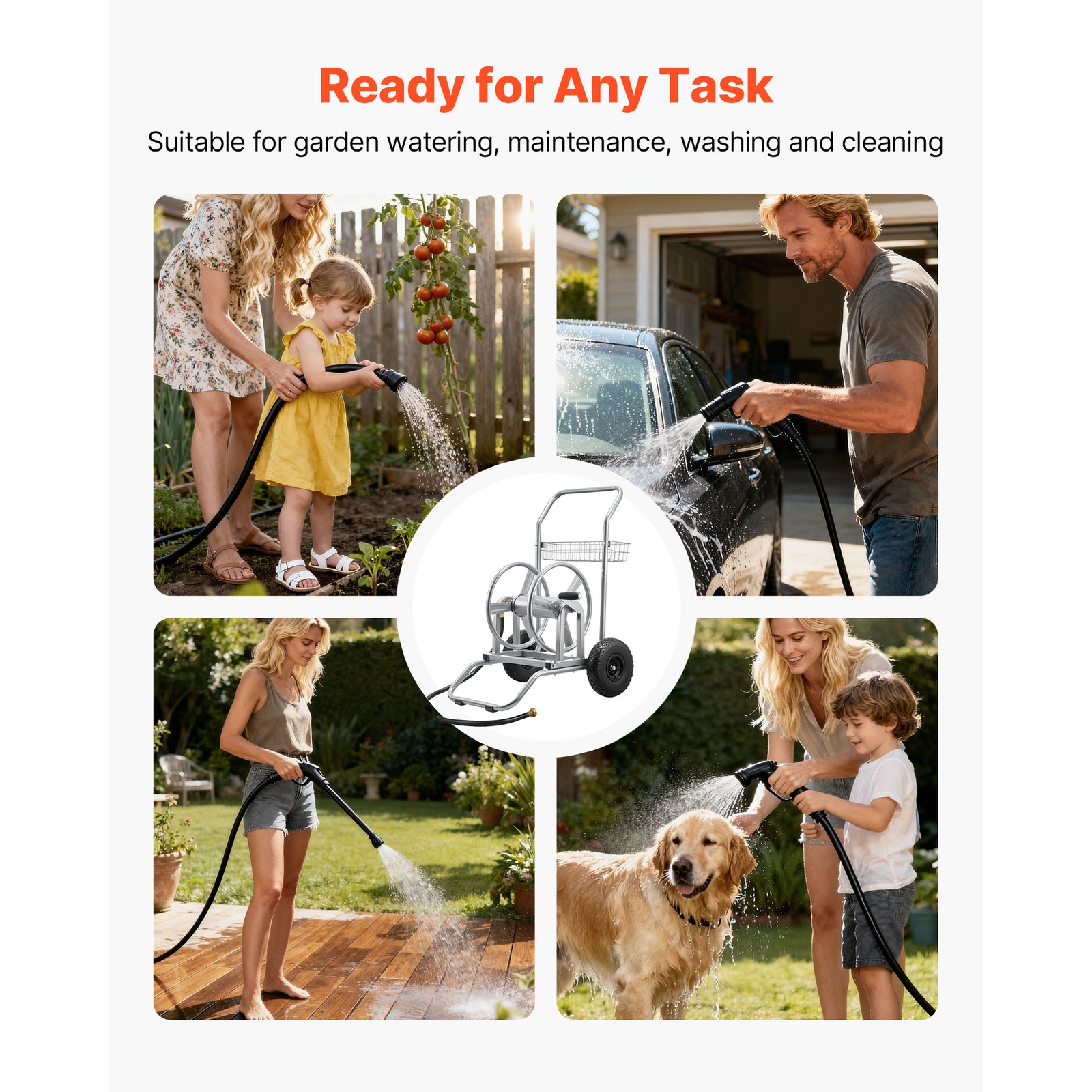 Uimoso Water Hose Reel Cart for 200/300 ft Garden Hose