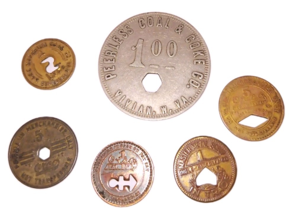 Vintage Wva Coal Script Tokens / Coins Money