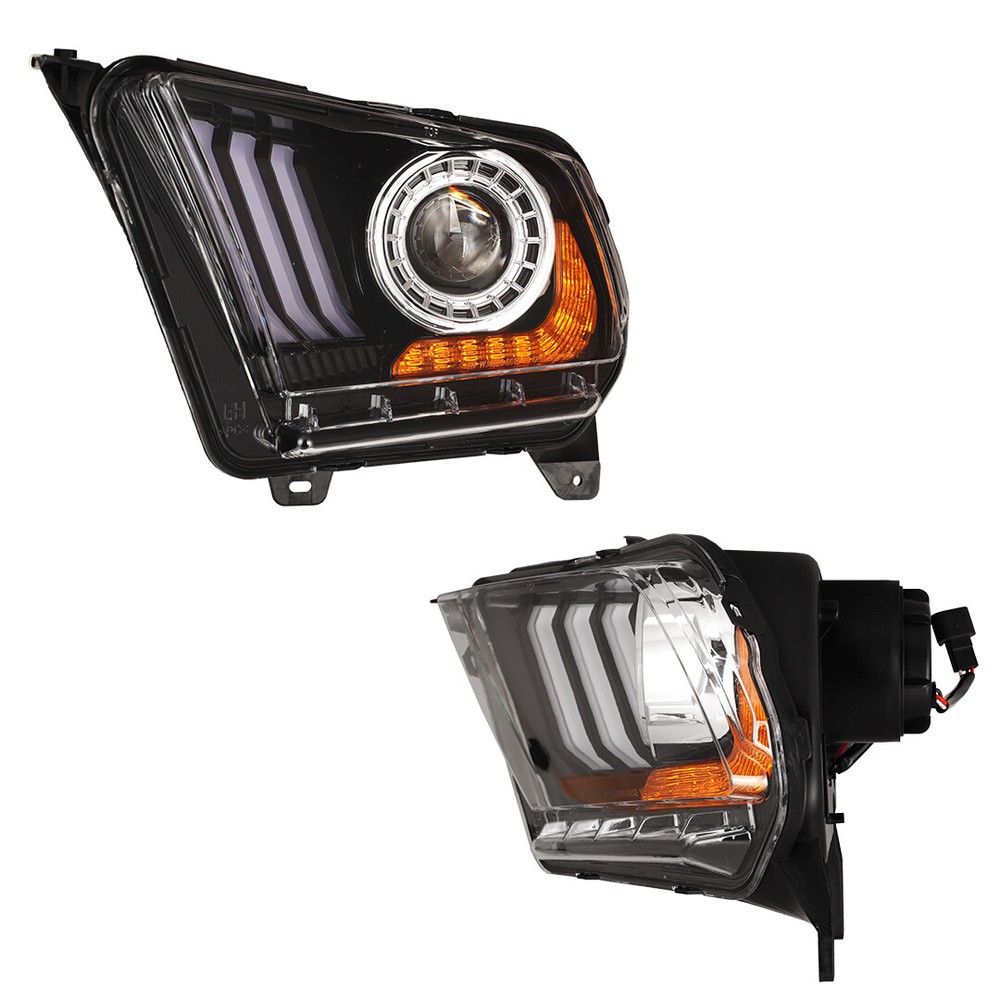 Pair for 2010-2012 Ford Mustang Headlights Sequential LED Projector w/ Bulbs