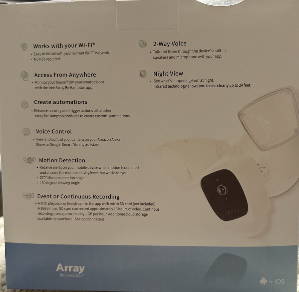 Array by Hampton - Outdoor Wired 1080p Smart Security Light with Camera HM1007W