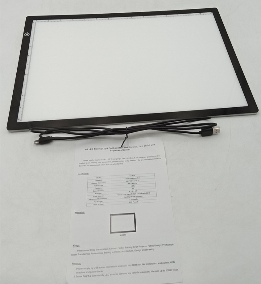 RTjoy A3 Slim LED Light Tracing Box Pad Adjustable USB Powered Board NEW