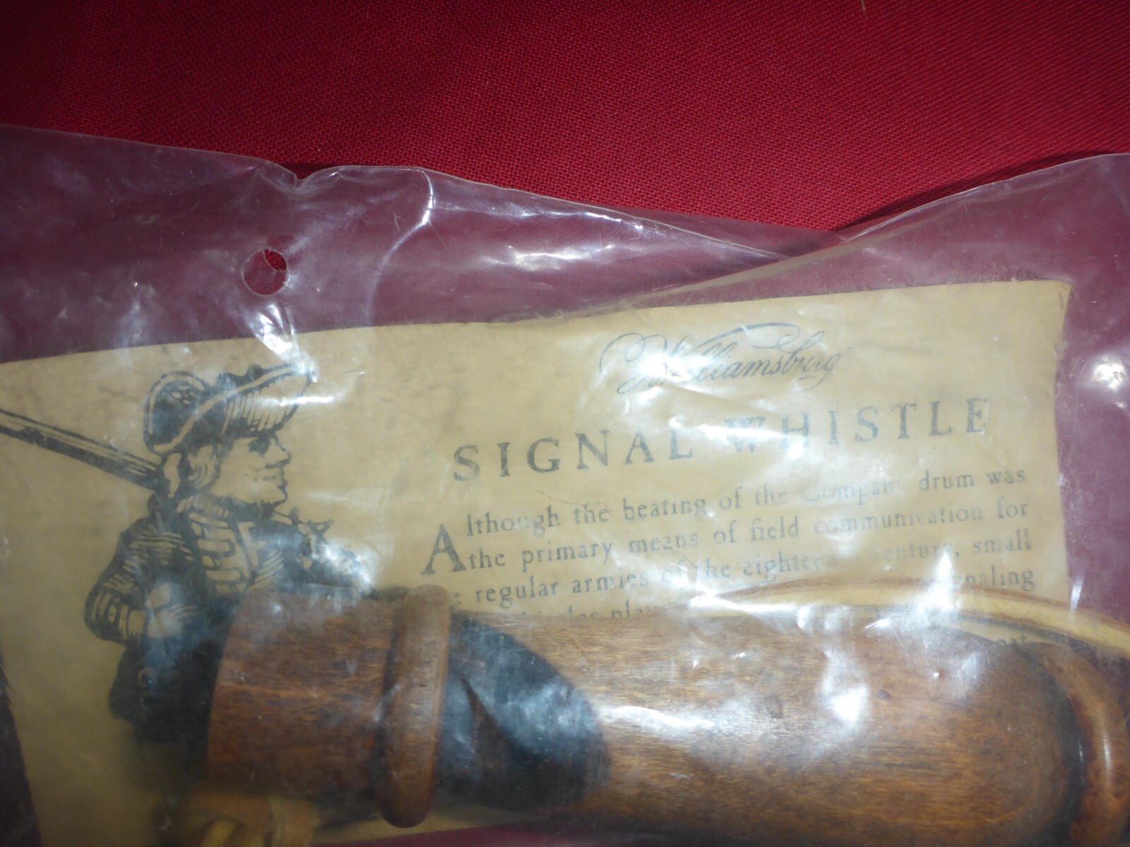 Vintage Solid Wood Infantry Signal Whistle New Sealed Williamsburg Turned Wooden