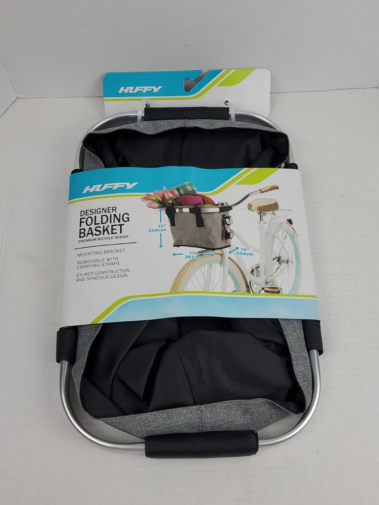 Huffy Designer Foldable Gray Basket with Mounting bracket NEW