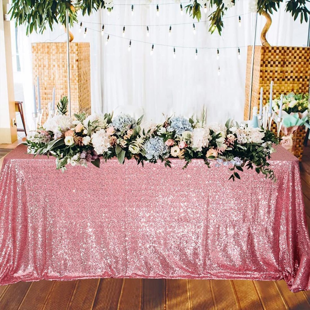 Sequin Tablecloth Rectangular 60"x102" Fuchsia Pink