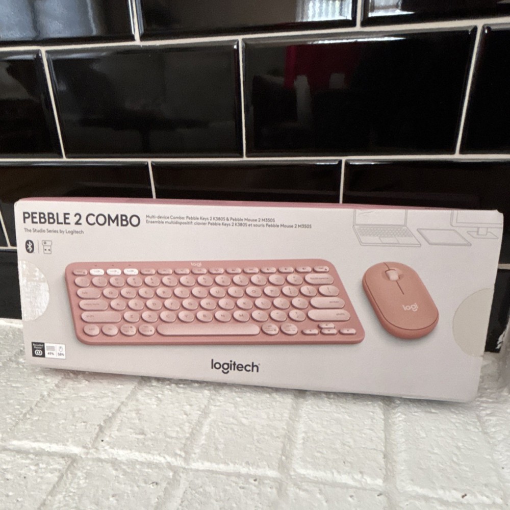 Logitech Pebble 2 Combo Slim Bluetooth Keyboard & Mouse Pink Portable Quiet Keys