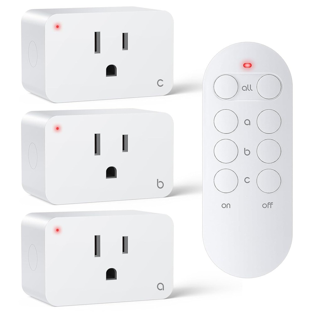 3 Pack Remote Control Outlet Plug Kit, 15A, 100ft Range, FCC Listed