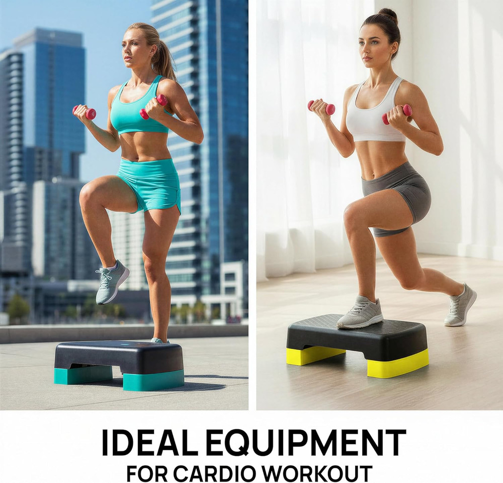 Yes4All Aerobic Exercise Step Platform, Exercise Stepper with Risers for Cardio
