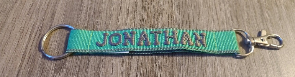 New Jonathan Personalized Keychain Green and Gray