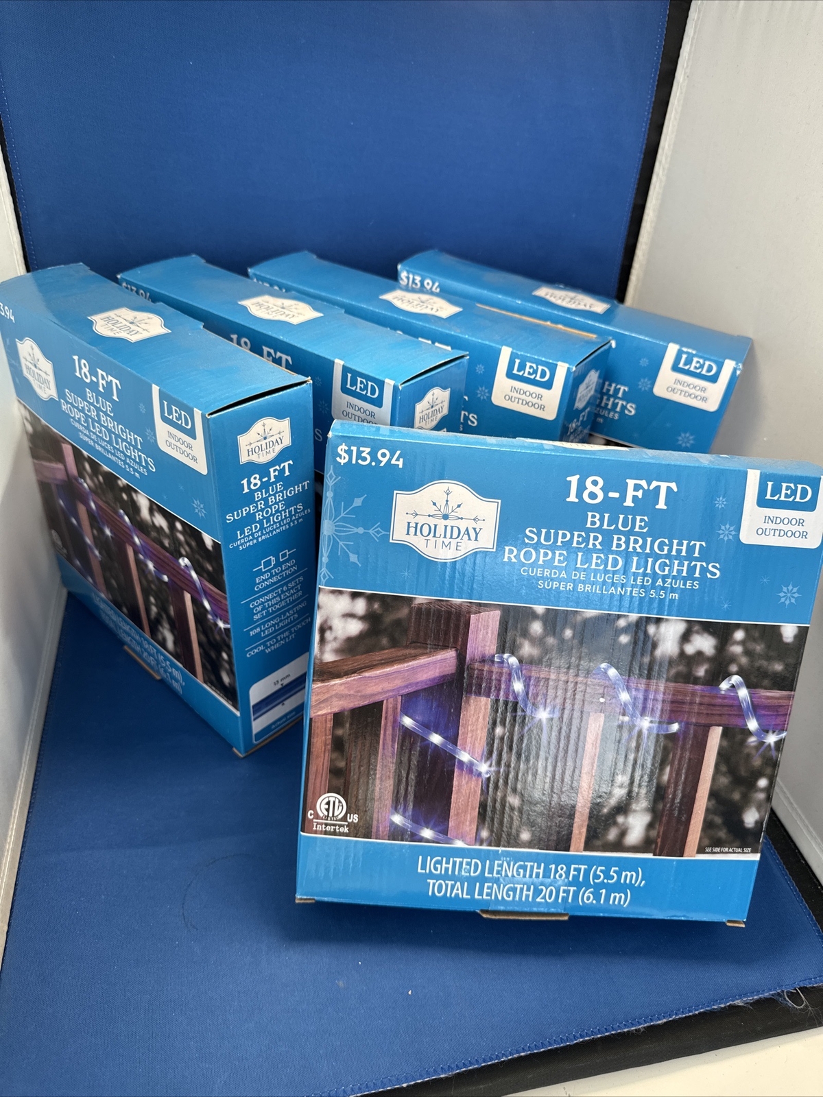 Holiday Time 18 FT Blue Super Bright Rope LED Lights 18 FT Long Lotus Of 5