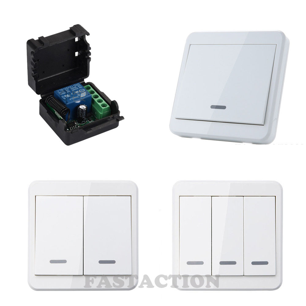 Wireless 12V 433Mhz Receiver Module+RF Wall Panel Transmitter Home Light Switch