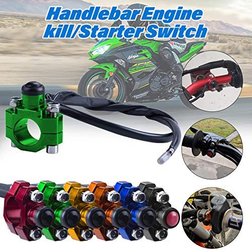CNC Universal Motorcycle Engine Stop Start Kill with Mounting Backplate Green