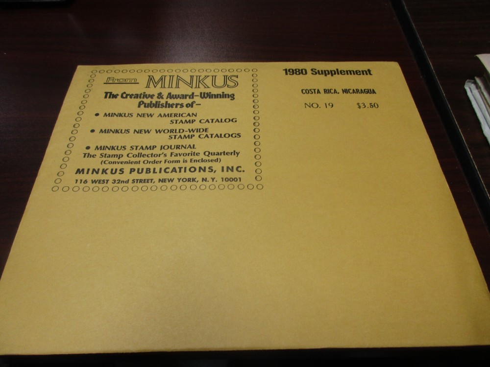 "MINKUS" 1980 SUPPLEMENT COSTA RICA, NICARAGUA  #19   W/FREE SHIPPING!!!