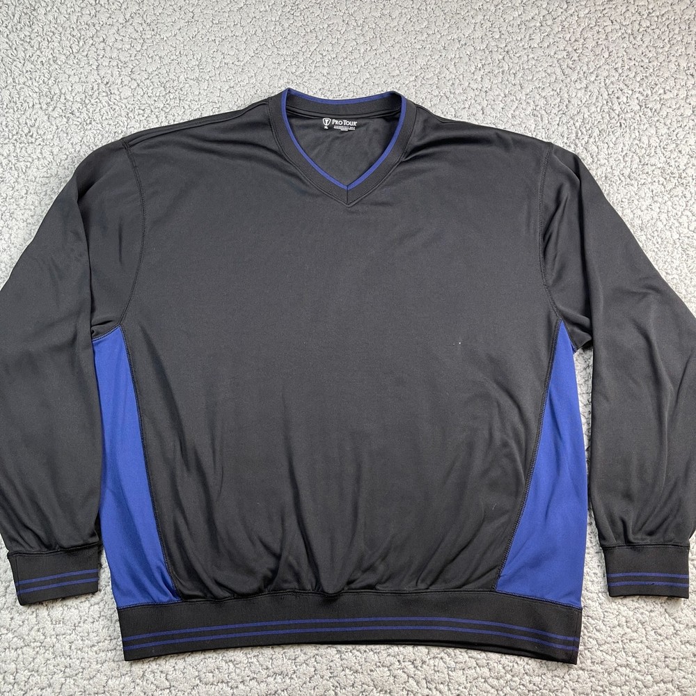 Pro Tour Black V-Neck Pullover Sweater Golf Jacket XL Performance