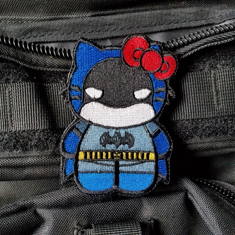 Warrior Hello Kitty x Batman Logo Cartoon Tactical Hook Loop Patch Badge Blue*P