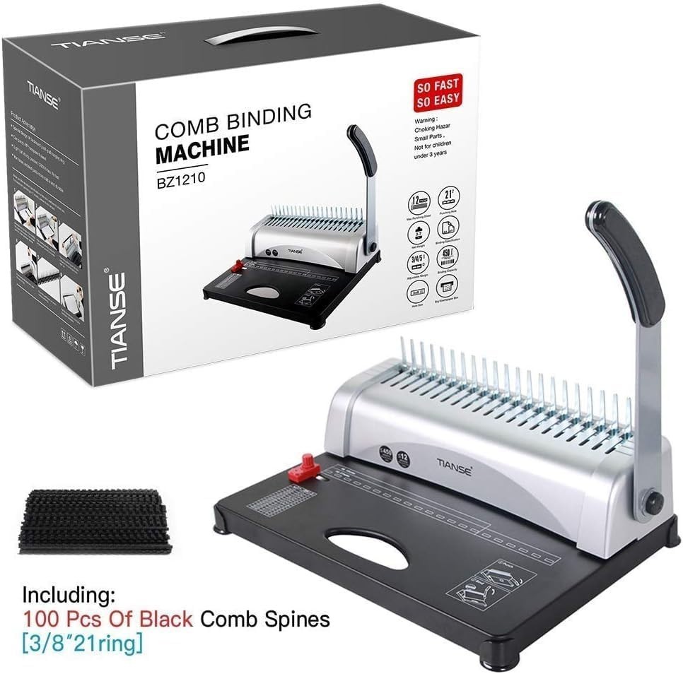 Luxurious Comb Binding Machine - Binds 450 Sheets with 100 PCS Starter Kit