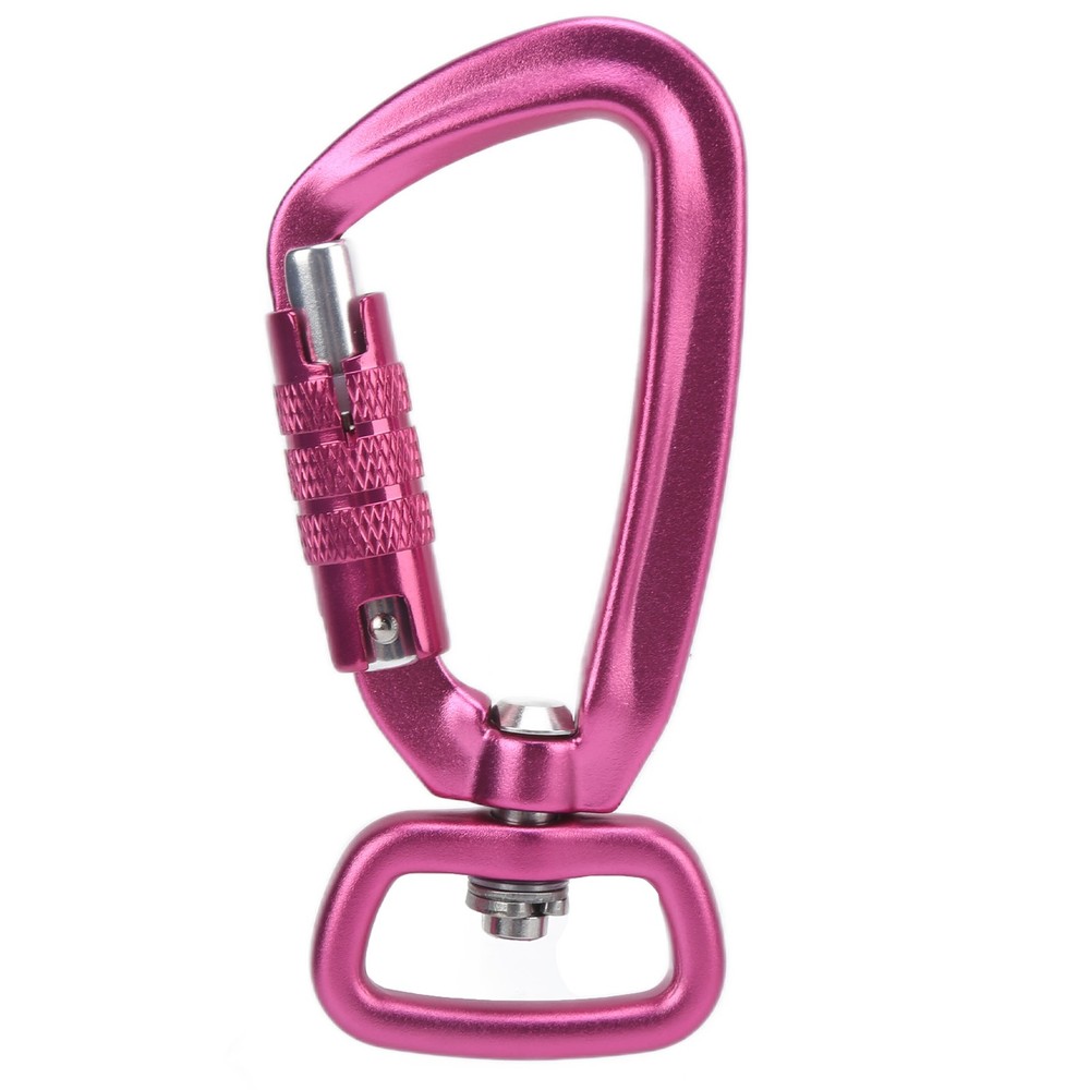 Pink Carabiner Clip Auto Locking Square Bottom 360 Rotational Hook